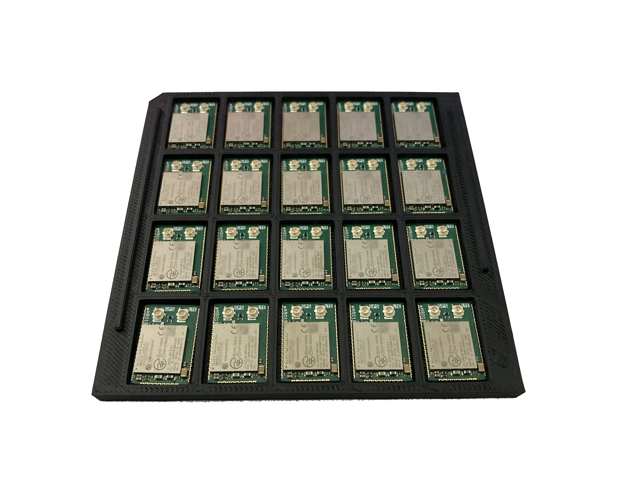 nRF9151 Micro Breakout tray with 20 boards — ideal for large orders and automated assembly